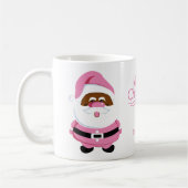 Mug Père Noël afro-américain rose Joyeux Noël (Gauche)