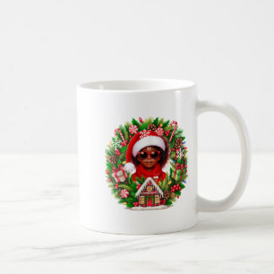 Mug Père Noël Afro fille enfant Sungles Xmas Floral Ci