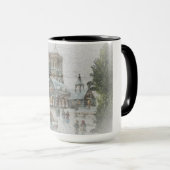 Mug Père Noël ancienne avec enfants devant une église (Devant droit)