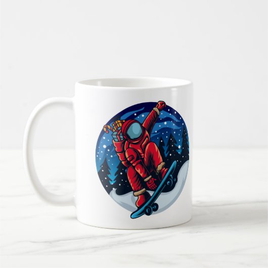 Mug Père Noël astronaute avec skateboard (Gauche)