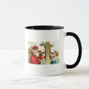 Mug Père Noël au téléphone avec la petite fille