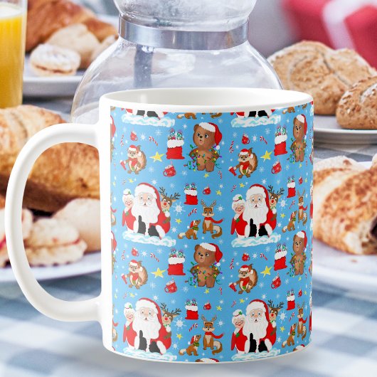 Mug Père Noël avec animaux de la forêt