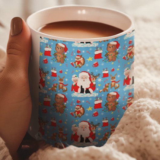 Mug Père Noël Avec Des Animaux Forestiers