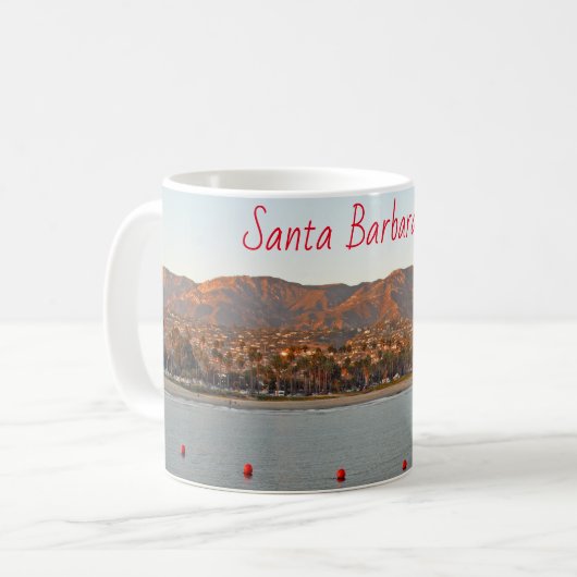 Mug Père Noël Barbara, Californie coucher de soleil mo (Devant gauche)