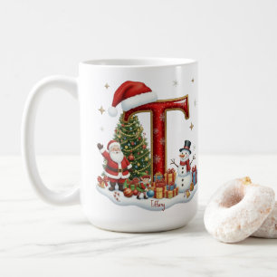 Mug Père Noël bonhomme de neige Elfe Alphabet T 