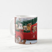 Mug Père Noël camion rouge retriever doré (Devant gauche)