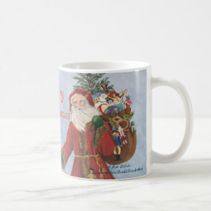 Mug Père Noël, canne et cadeaux soufflant la neige 