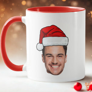 Mug Père Noël Chapeau de Noël Photo de Visage Personna