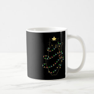 Mug Père Noël Chat Noir Tangé Dans La Lumière De L'Arb