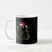 Mug Père Noël Chat Noir Tangé Dans La Lumière De L'Arb (Gauche)