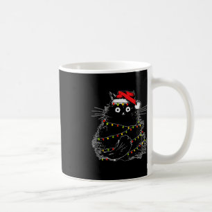 Mug Père Noël Chat Noir Tangé Dans La Lumière De L'Arb