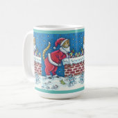 MUG PÈRE NOËL CLAWS CAT SUR LE TOIT APPORTANT DES CADE (Devant gauche)