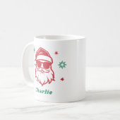 Mug Père Noël cool dans lunettes de soleil étoiles rét (Devant gauche)