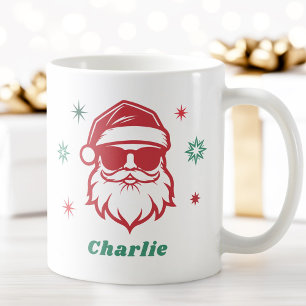 Mug Père Noël cool dans lunettes de soleil étoiles rét