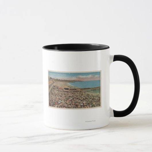 Mug Père Noël Cruz, CA - Scène de plage pleine de gens (Droite)