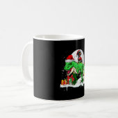 Mug Père Noël Dachshund Riding T-rex Propriétaire de N (Devant gauche)