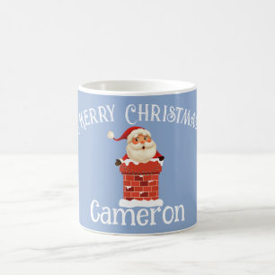 Mug Père Noël dans une cheminée personnalisée Noël