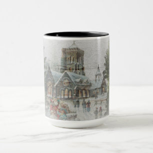 Mug Père Noël d'autrefois avec des enfants devant une 