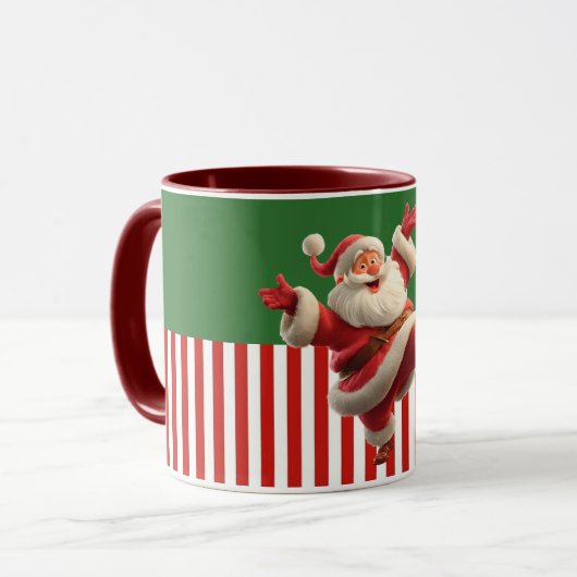 Mug Père Noël de dessin animé dansant joyeusement (Devant gauche)
