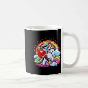 Mug Père Noël de Noël chevauchant une licorne Xmas fil