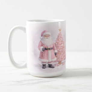 Mug Père Noël de Noël rose pastel