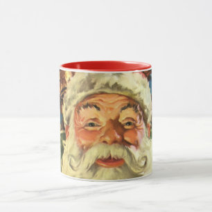 Mug Père Noël de Noël vintage dans un traîneau avec de