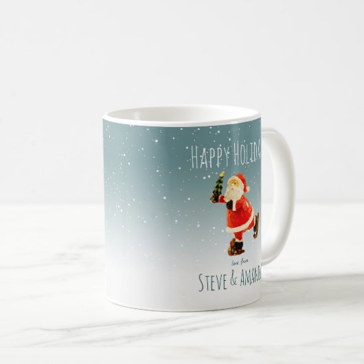 Mug Père Noël de patinage sur glace - Personnalisé (Devant droit)