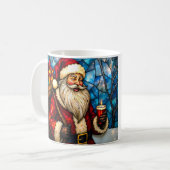 Mug Père Noël de style vitrail avec bougie (Devant gauche)