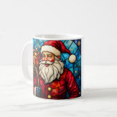 Mug Père Noël de style vitrail Joyeux Noël (Devant gauche)