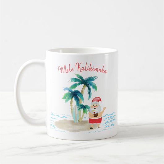 Mug Père Noël de surf tropical Mele Kalikimaka Noël (Gauche)