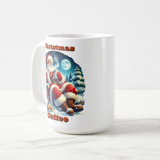 Mug Père Noël devant la cheminée cosy (Devant gauche)