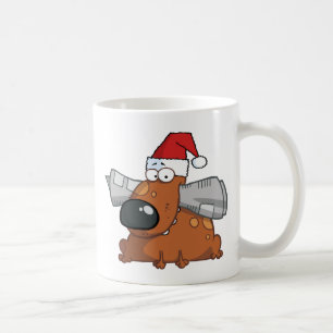 Mug Père Noël Dog tient un journal à la bouche