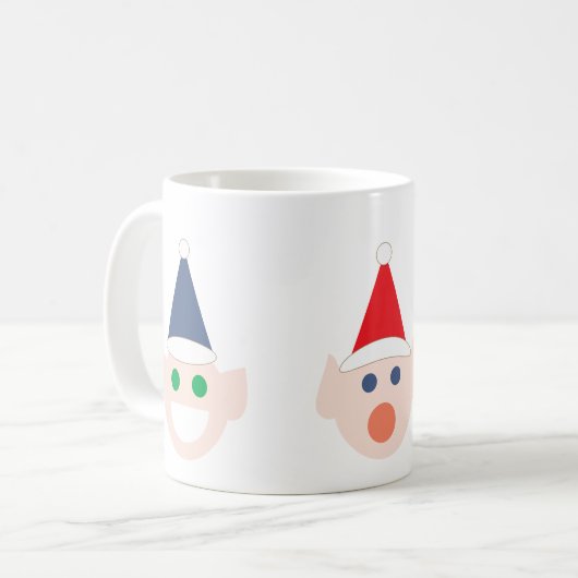 Mug Père Noël Elfes elfes têtes face Noël Pôle Nord (Devant gauche)