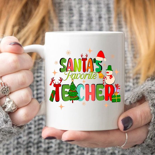 Mug père Noël enseignant préféré.cadeau d'enseignant p