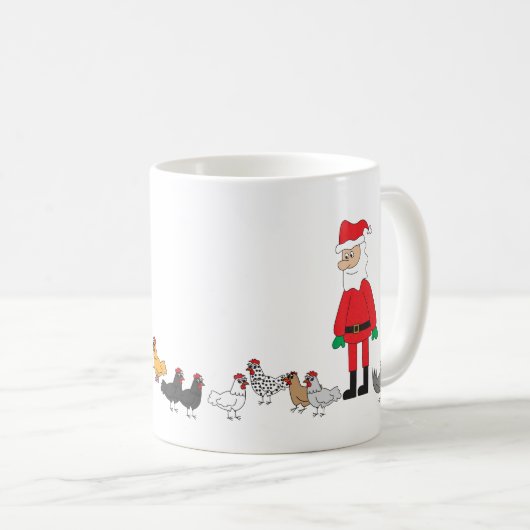 Mug Père Noël et poulets (Devant droit)