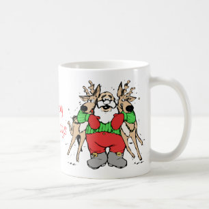 Mug Père Noël étreignant Noël drôle de bande dess
