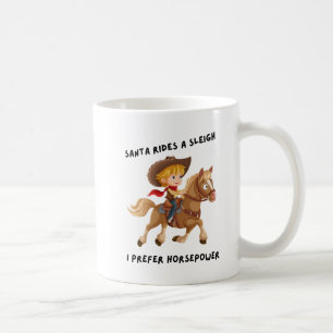 Mug Père Noël fait un traîneau. Je préfère le cheval