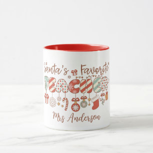 Mug Père Noël Favori Enseignant Retro Noël