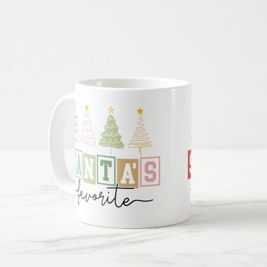 Mug "Père Noël Favorite" Moderne Pastel Arbres de Noël (Devant gauche)