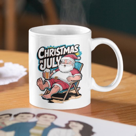 Mug Père Noël Festive Profitant De La Pause Bière