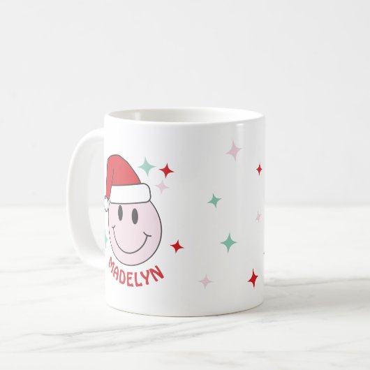 Mug Père Noël Happy Face Personnalisé Vibes Jolly (Devant gauche)