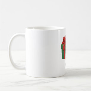 Mug Père Noël heureux avec une grande boîte cadeau de