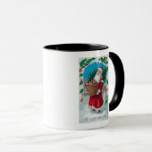 Mug Père Noël Holding Panier de jouets Scène (Devant droit)