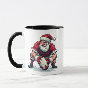 Mug Père Noël jouant au football Fantasy Noël Joueur