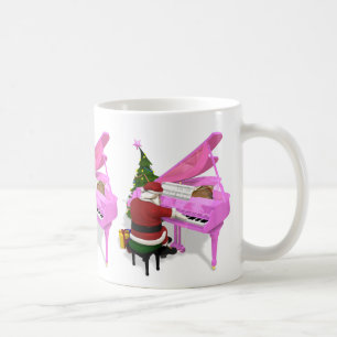 Mug Père Noël joue du piano rose