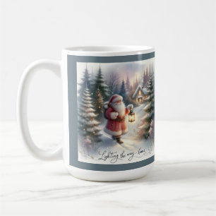 Mug Père Noël Lantern Walk Winter Cottage Scène