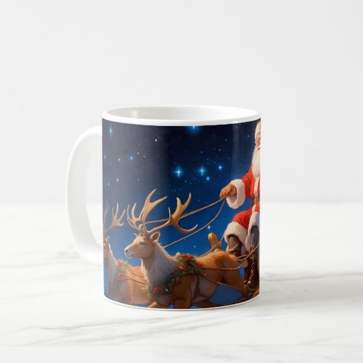 Mug Père Noël livrant des jouets sur une pente avec re (Devant gauche)