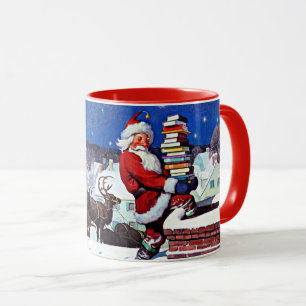 Mug Père Noël livre des livres de Noël