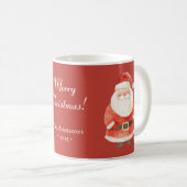 Mug Père Noël mignon avec nom Joyeux Noël Rouge (Devant droit)