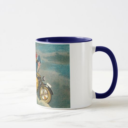 Mug Père Noël monte une moto - Noël (Droite)